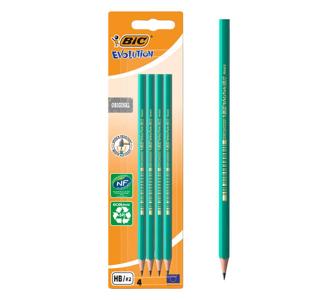 Potlood Bic Evolution ecolutions original zeshoekig HB 4 stuks