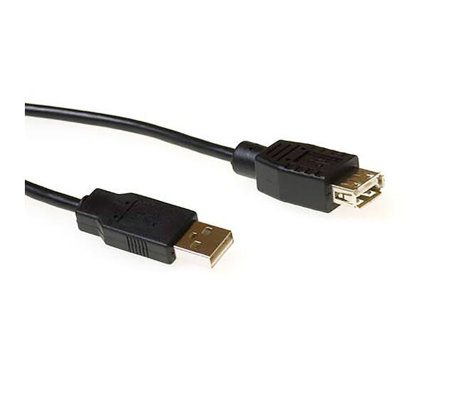 Kabel ACT USB 2.0 A male - USB A female zwart 3 meter