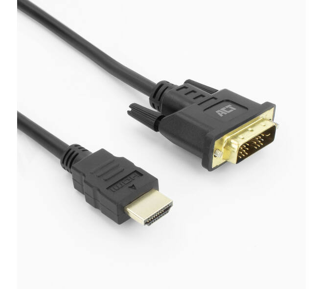 Kabel ACT HDMI DVI 18+1 pin M/M zwart 2 meter