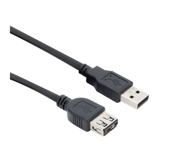 Kabel ACT USB 2.0 A male - USB A female zwart 0.5 meter