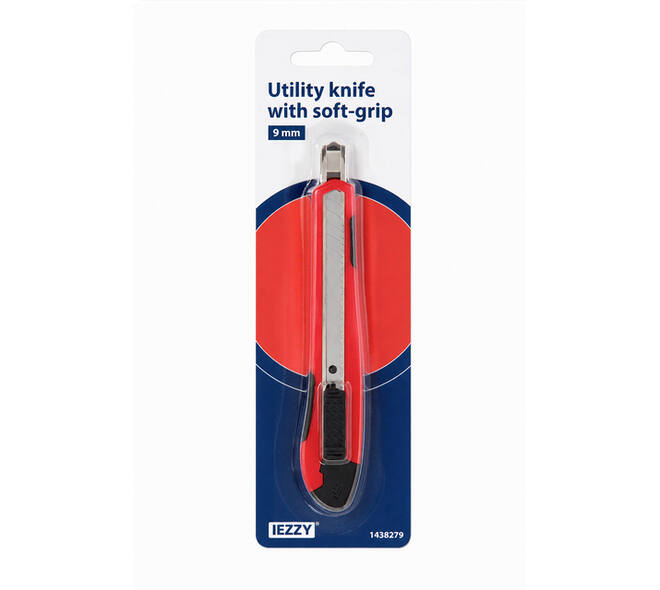 Snijmes IEZZY 9mm kunststof met softgrip inclusief 1 mesje