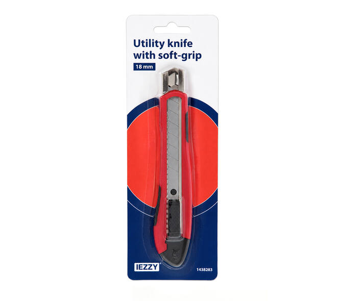 Snijmes IEZZY 18mm kunststof met softgrip inclusief 1 mesje