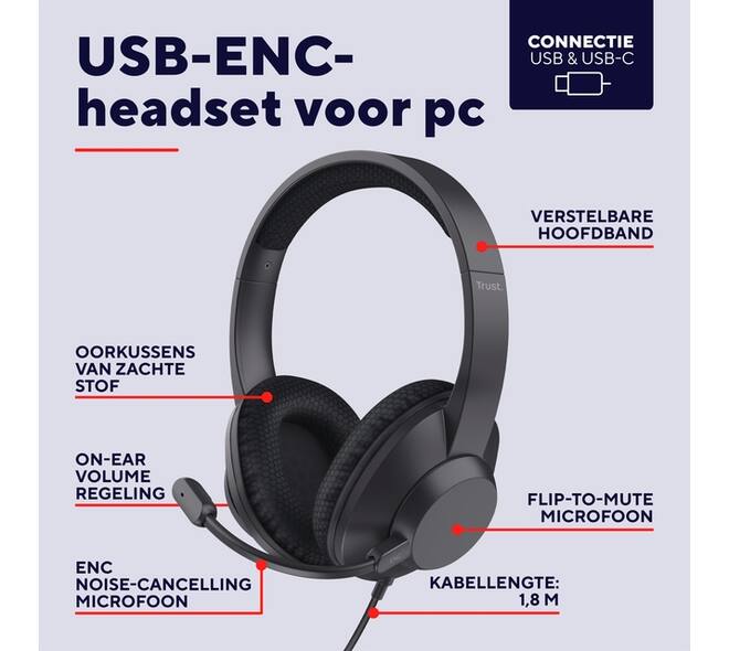 Hoofdtelefoon Trust Ayda Max USB-ENC
