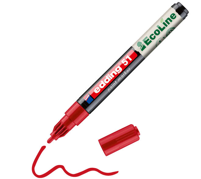 Paintmarker edding 51 EcoLine op waterbasis 1-2mm rood