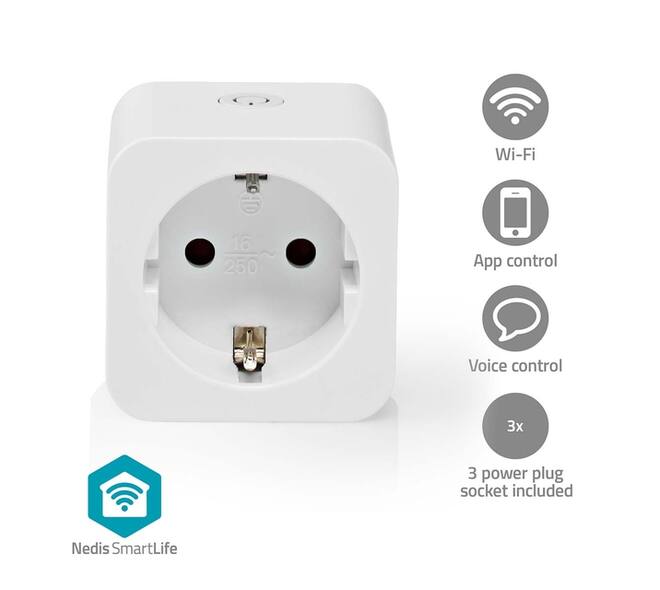 Slimme stekker Nedis Smartlife Wifi 3 stuks wit