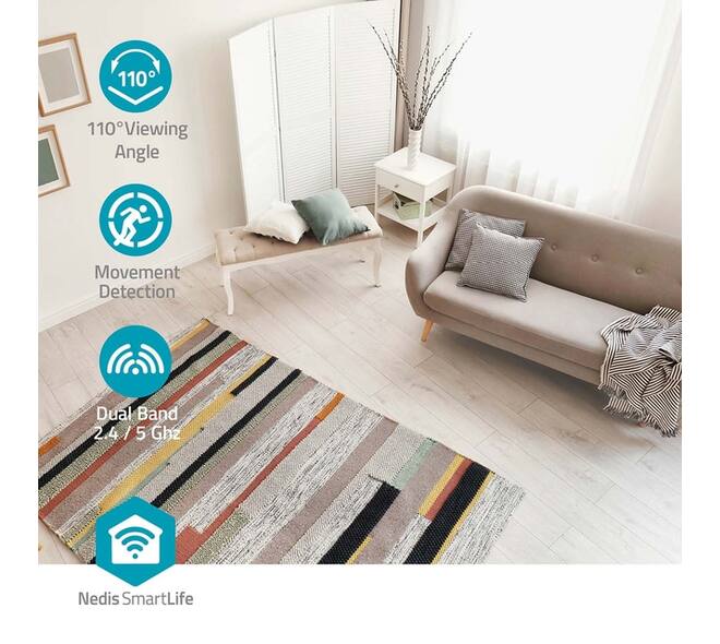 Beveiligingscamera Nedis Smartlife Wifi indoor 3MP Full HD 1296p wit