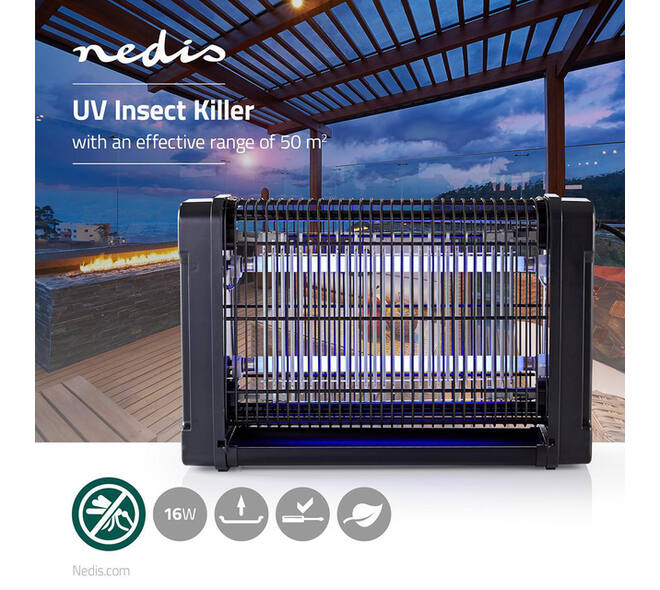 Insectenlamp Nedis electrisch 2x8watt 50M2 zwart