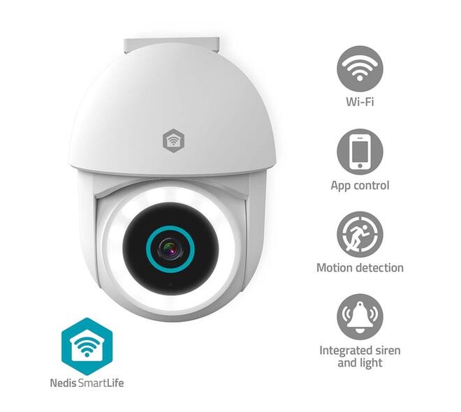 Beveiligingscamera Nedis Smartlife Wifi buiten 3MP Full HD 1296p wit