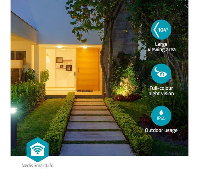 Beveiligingscamera Nedis Smartlife Wifi buiten 3MP Full HD 1296p wit