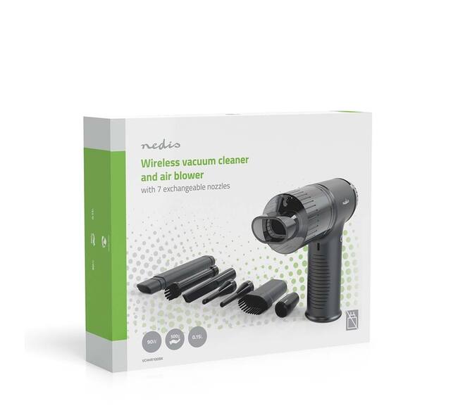 Handstofzuiger / luchtblazer Nedis 90W oplaadbaar zwart