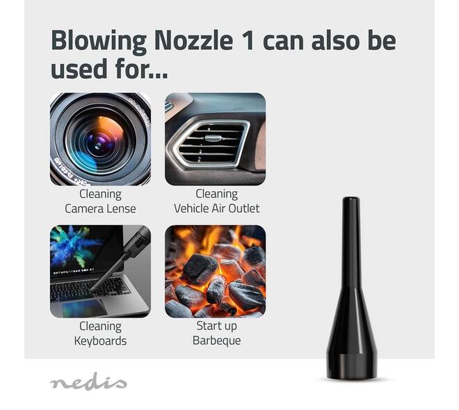 Handstofzuiger / luchtblazer Nedis 90W oplaadbaar zwart