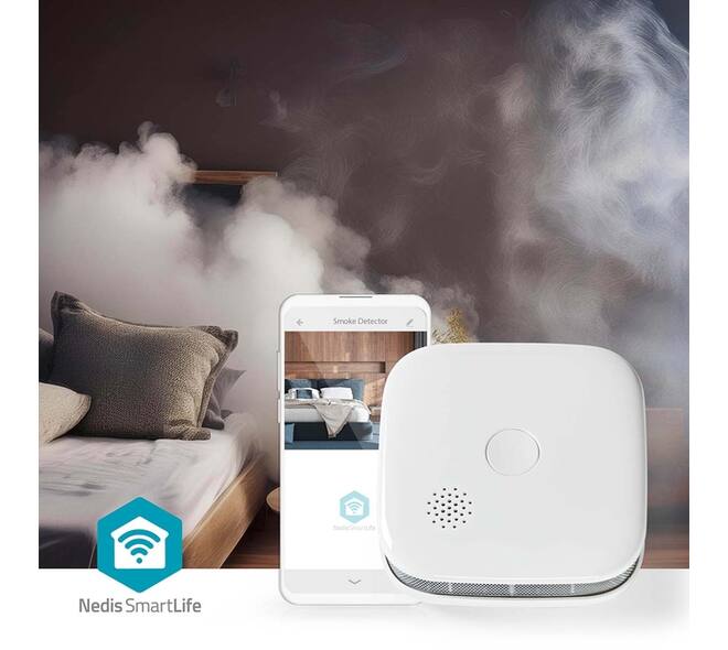 Rookmelder Nedis Smartlife Wifi 10 jaar sensor wit