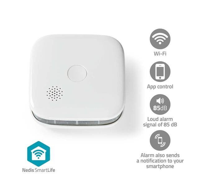 Rookmelder Nedis Smartlife Wifi 10 jaar sensor wit