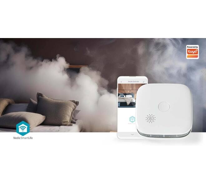 Rookmelder Nedis Smartlife Wifi 10 jaar sensor wit