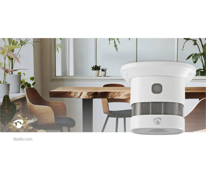 Rookmelder Nedis Smartlife Zigbee 3.0 Wifi 10 jaar sensor wit