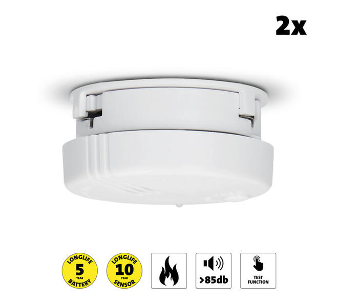 Rookmelder Alecto mini 2 stuks met 5 jaar batterij SA102 wit