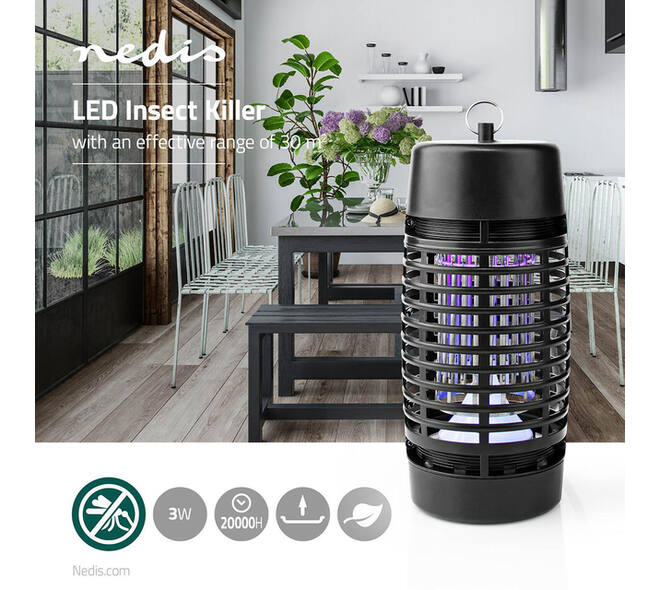 Insectenlamp Nedis electrisch 30watt 30M2 zwart