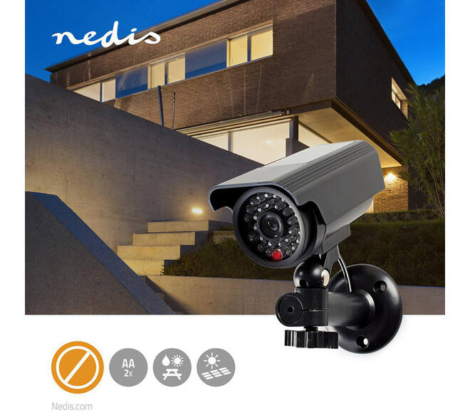 Dummy beveiligingscamera Nedis bullet solar buiten grijs