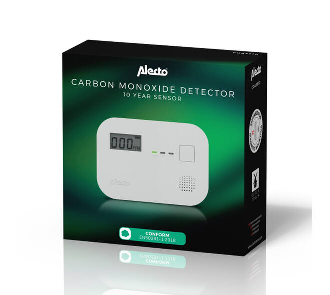 Koolmonoxidemelder Alecto 10 jaar sensor en display COA3910 wit