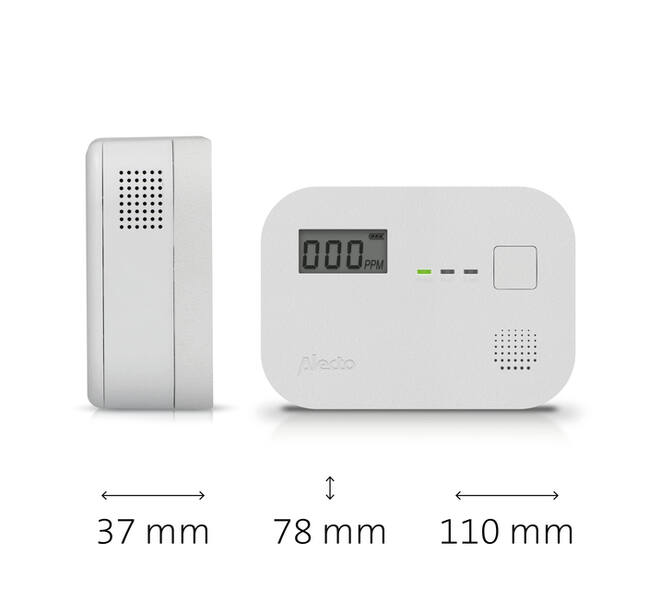 Koolmonoxidemelder Alecto 10 jaar sensor en display COA3910 wit