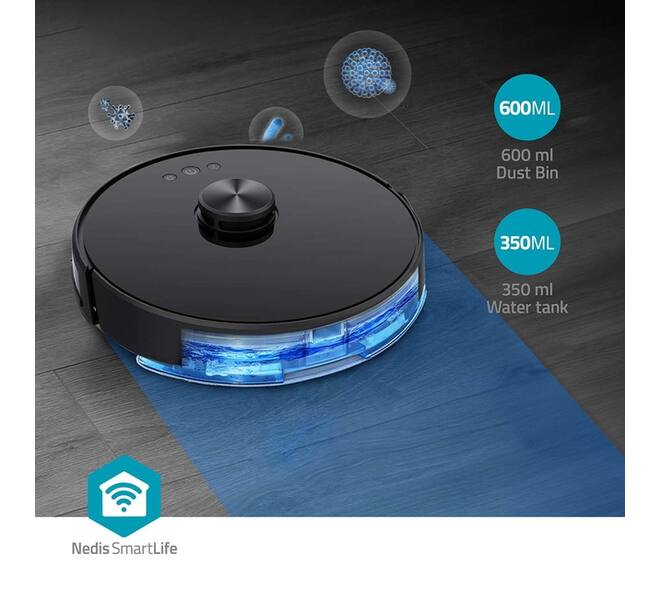 Robotstofzuiger Nedis Smartlife wifi laser 3-in-1 zwart