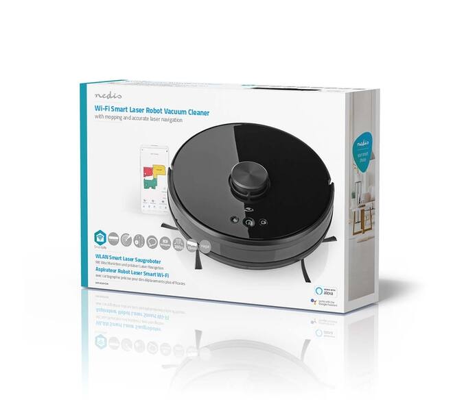 Robotstofzuiger Nedis Smartlife wifi laser 3-in-1 zwart