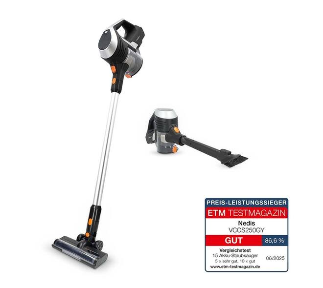 Steelstofzuiger Nedis 2-in-1 snoerloos HEPA 130W zwart