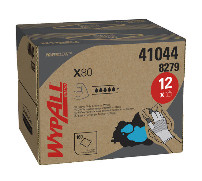 Poetsdoek WypAll X80 PowerClean 426x281mm 160vel dispenserdoos wit 8279