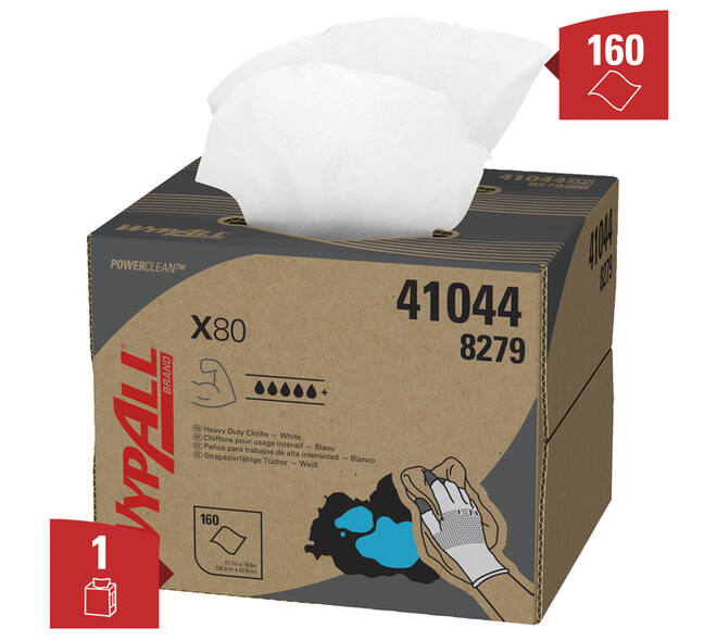 Poetsdoek WypAll X80 PowerClean 426x281mm 160vel dispenserdoos wit 8279