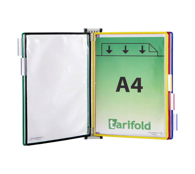 Zichtpanelensysteem wand Tarifold metaal A4 met 5-tassen assorti