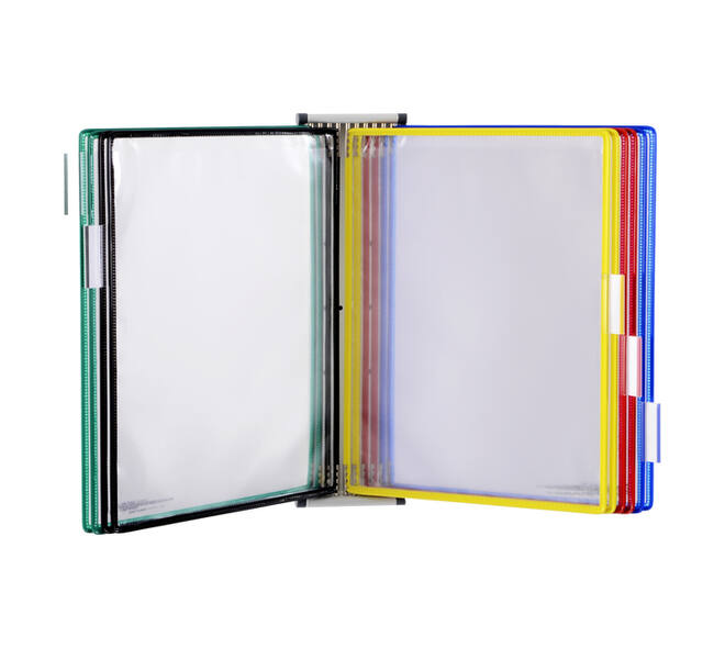 Zichtpanelensysteem wand Tarifold magnetisch A4 met 10-tassen assorti