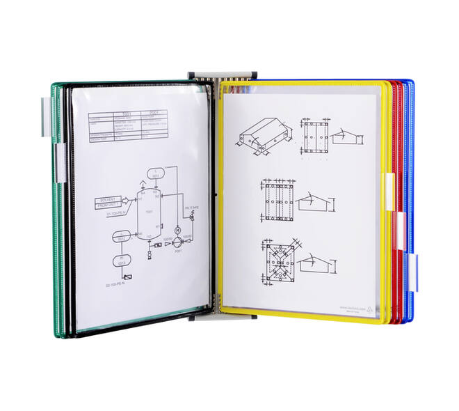 Zichtpanelensysteem wand Tarifold magnetisch A4 met 10-tassen assorti