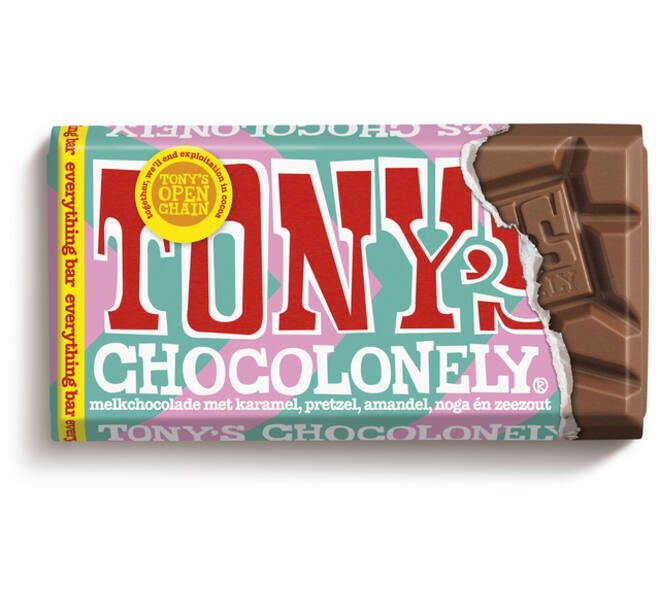 Chocolade Tony's Chocolonely melk everything reep 90 gram