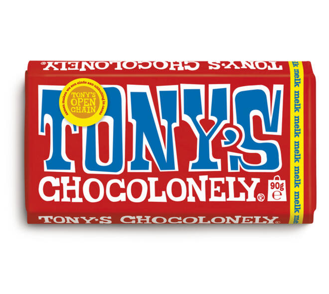 Chocolade Tony's Chocolonely melk reep 90 gram