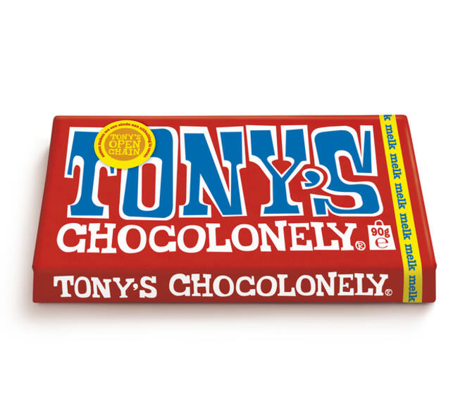 Chocolade Tony's Chocolonely melk reep 90 gram