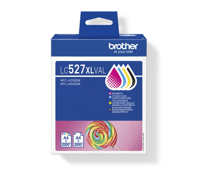 Inktcartridge Brother LC-527XL zwart + 3 kleuren