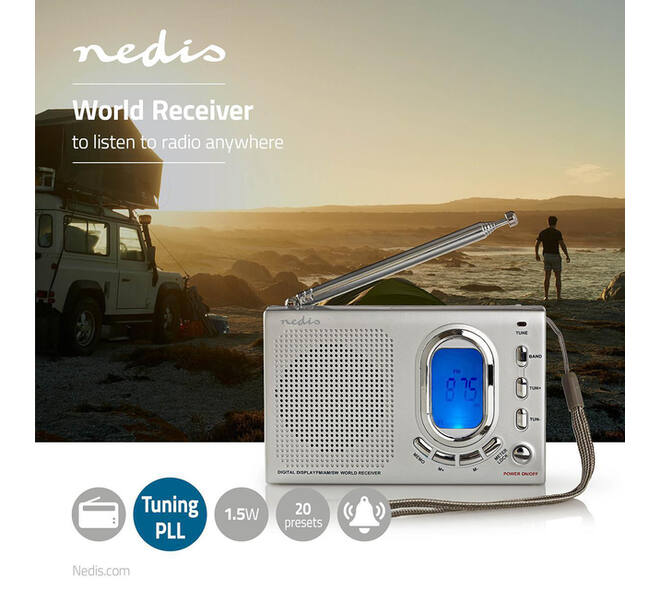 Wereldradio Nedis met wekker RDWR1000GY