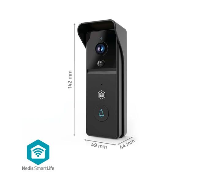 Videodeurbel Nedis Smartlife Wifi 3MP Full HD 1296p zwart