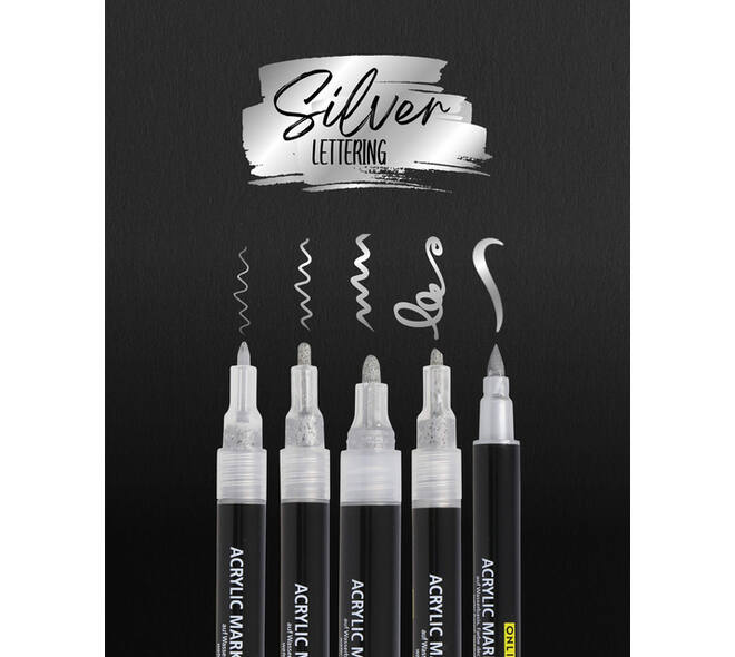 Acrylmarker Online lettering 5 breedtes zilver