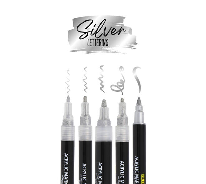 Acrylmarker Online lettering 5 breedtes zilver