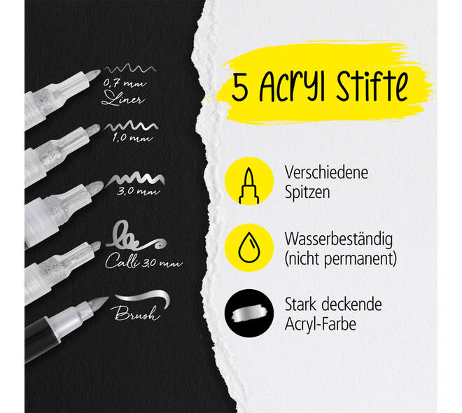 Acrylmarker Online lettering 5 breedtes zilver