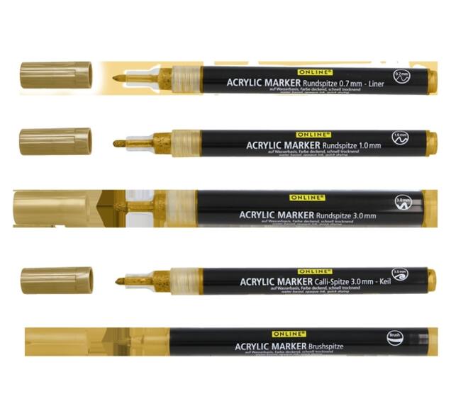 Acrylmarker Online lettering 5 breedtes goud
