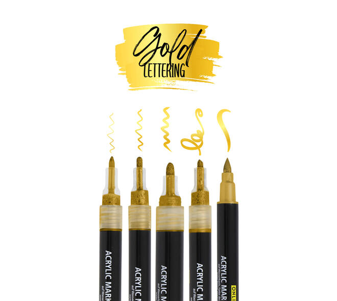 Acrylmarker Online lettering 5 breedtes goud