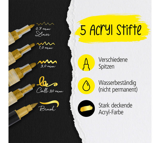 Acrylmarker Online lettering 5 breedtes goud