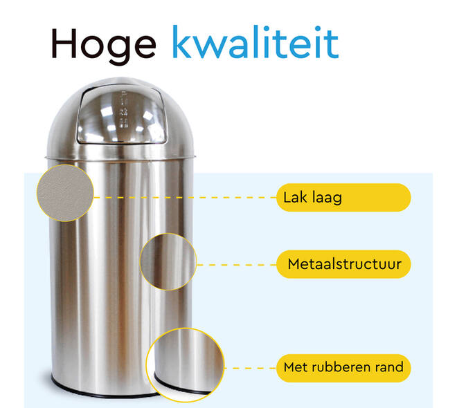 Afvalbak BRASQ Push Bin PB230+ 30 liter rvs