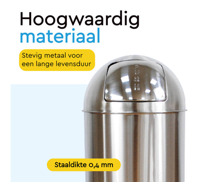 Afvalbak BRASQ Push Bin PB230+ 30 liter rvs
