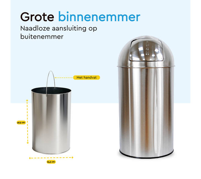 Afvalbak BRASQ Push Bin PB230+ 30 liter rvs