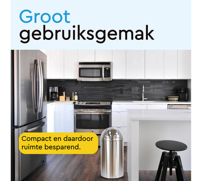 Afvalbak BRASQ Push Bin PB230+ 30 liter rvs