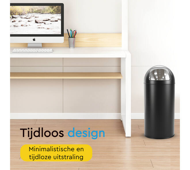 Afvalbak BRASQ Push Bin PB230+ 30 liter zwart