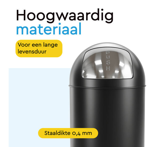Afvalbak BRASQ Push Bin PB230+ 30 liter zwart